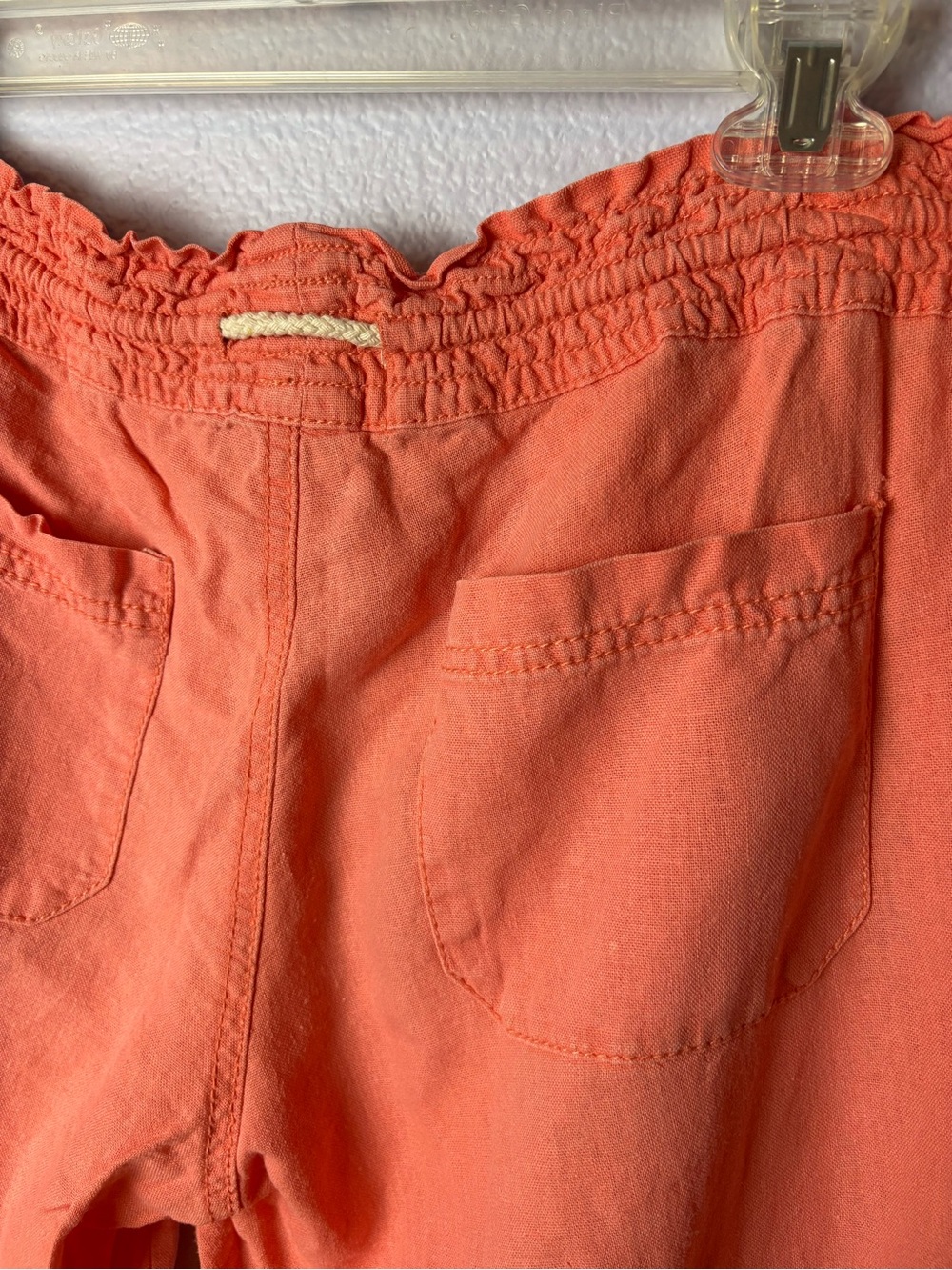 Kiss & Cry Casual Drawstring Linen-Blend Beach Pants in Peachy Coral - Picture 8 of 9